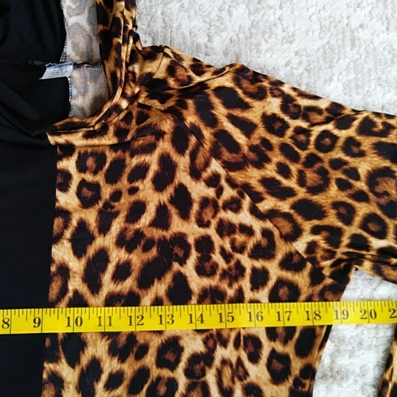 NWOT Arabella Color Block Leopard Print Hooded Dress XL Black Brown - Picture 13 of 16